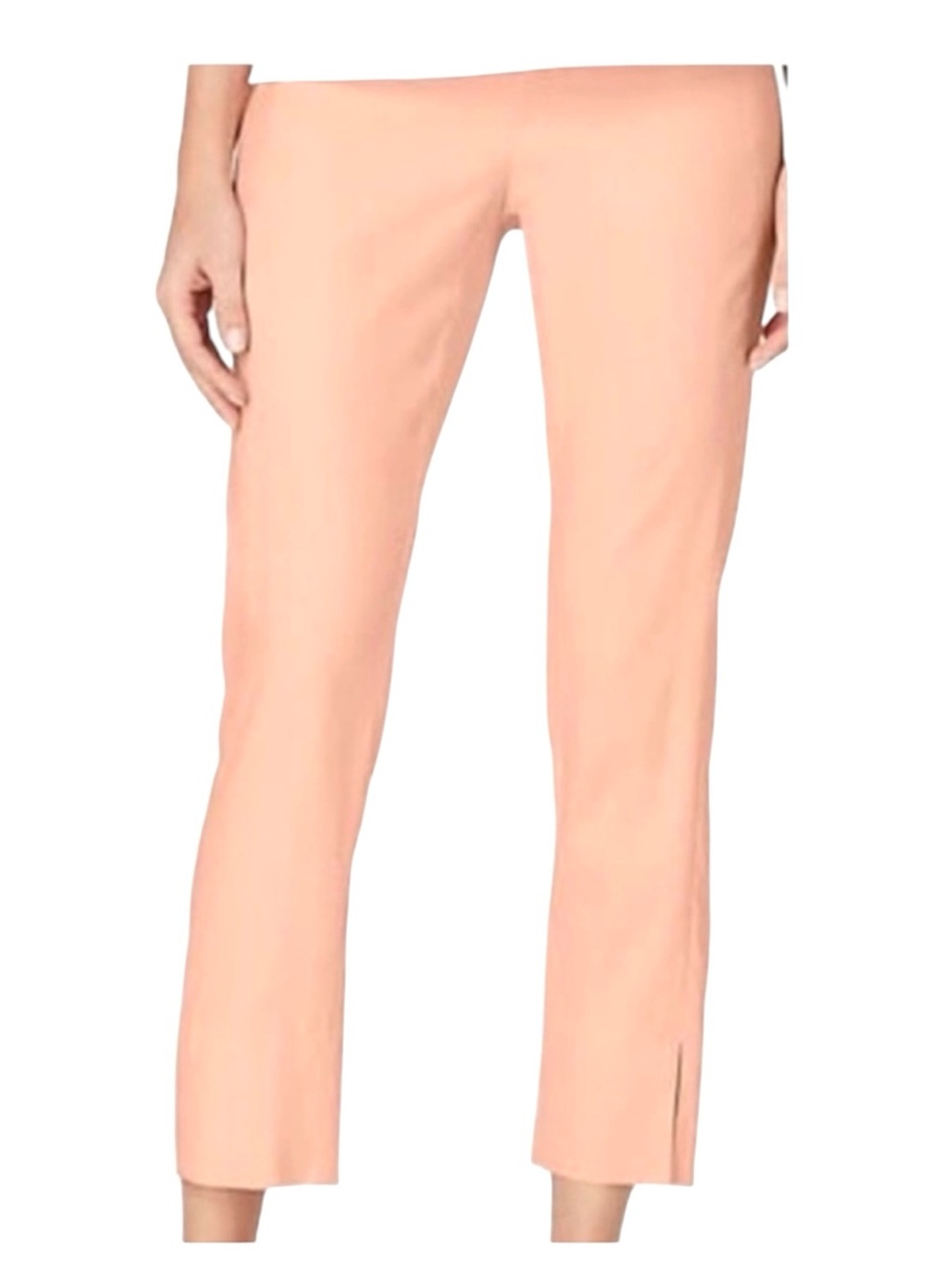 J Jill Linen Stretch Pull On Pants Size 3X Leg Slit Pink Beach Coastal Lagenlook